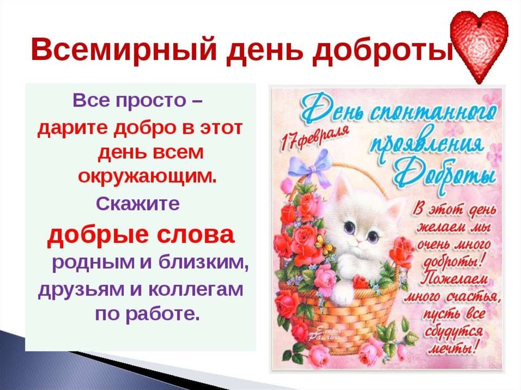 Открытка международный день доброты , с праздником день доброты , котик Открытка , картинка с всемирным праздником день доброты , открытки к празднику день доброты , картинки с днём доброты ,на открытке котик , кот ,день доброты скачать бесплатно